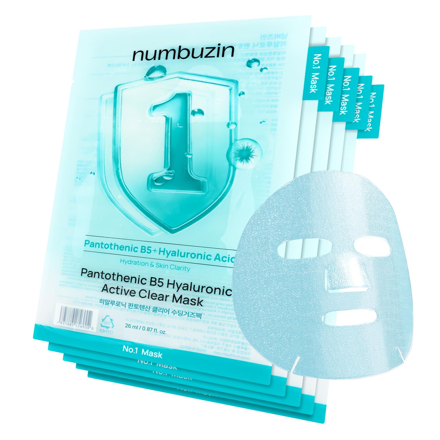 [Numbuzin] No.1 Pantothenic B5 Hyaluronic Active Clear Mask (5ea)