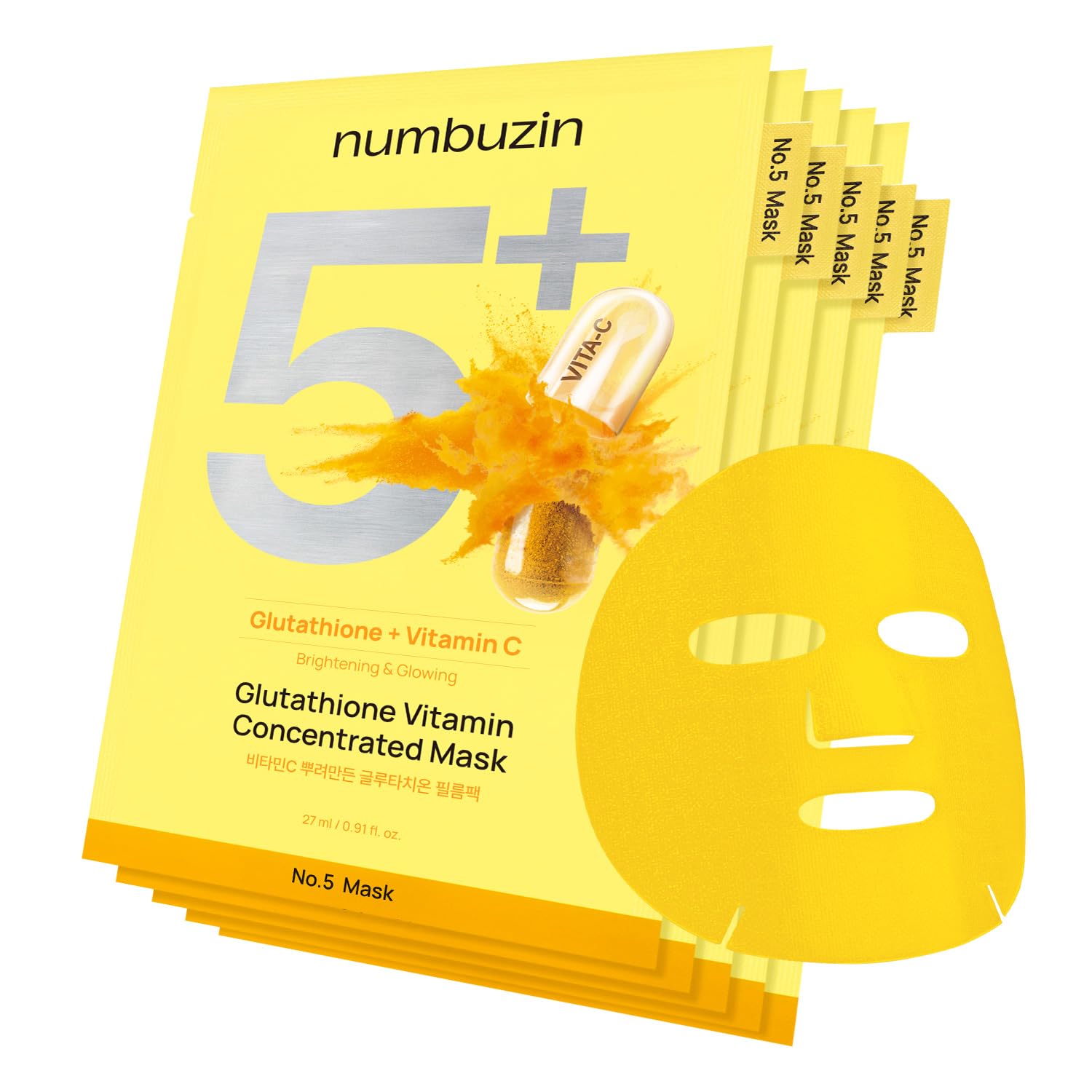 [Numbuzin] No.5+ Glutathione Vitamin Concentrated Mask (5ea)