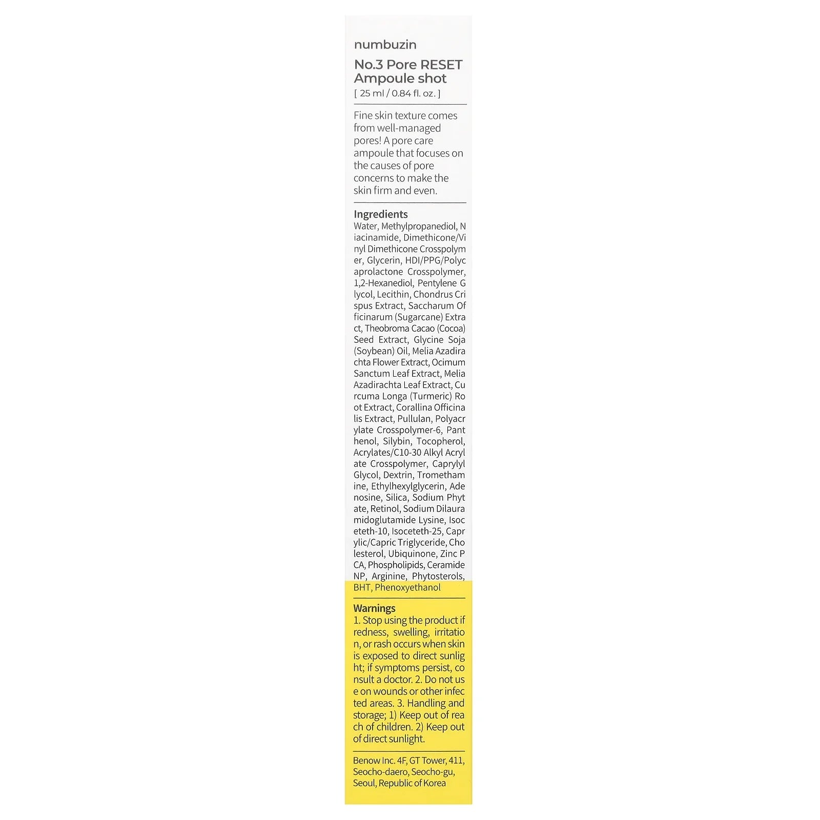 [Numbuzin] No.3 Pore Reset Ampoule 0.84fl oz (25ml)
