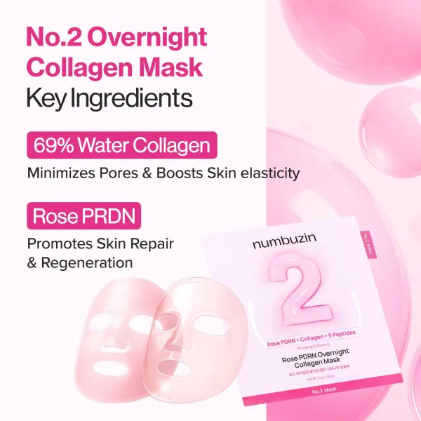 [Numbuzin] No.2 Rose PDRN Overnight Collagen Mask (1ea)