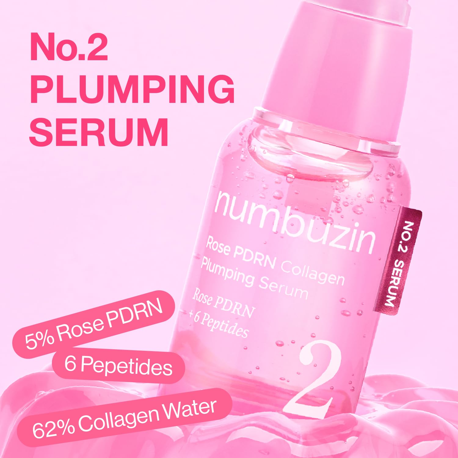 [Numbuzin] No.2 Rose PDRN Collagen Plumping Serum 1.01fl oz (30ml)