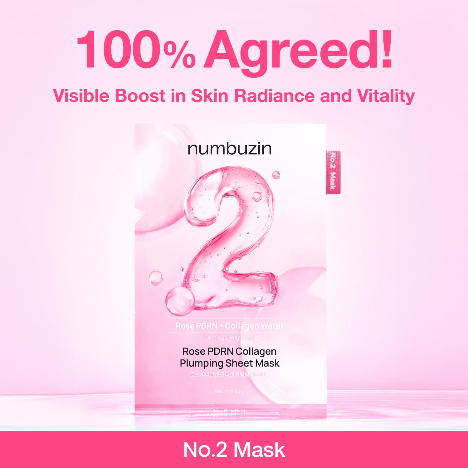 [Numbuzin] No.2 Rose PDRN Collagen Plumping Sheet Mask (5ea)