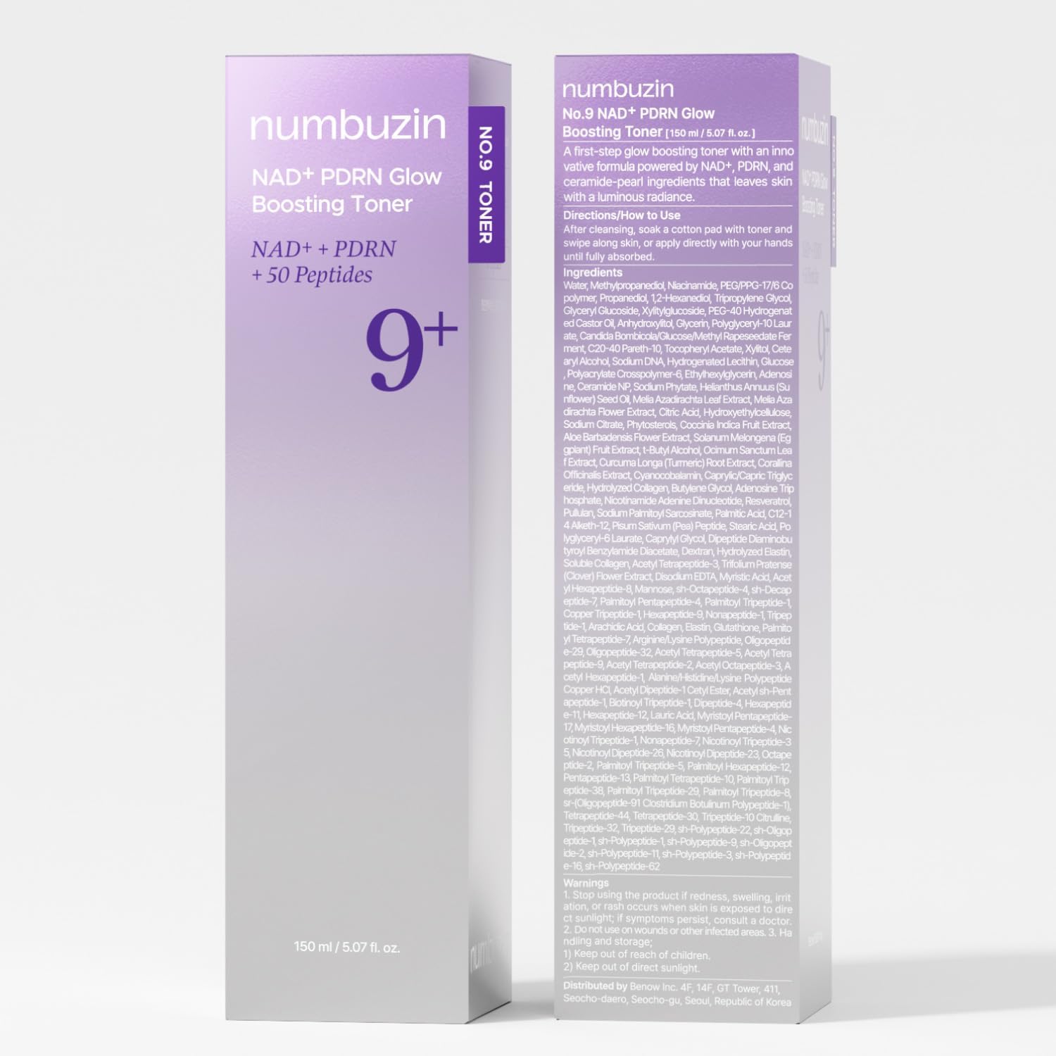 [Numbuzin] No.9+ NAD+ PDRN Glow Boosting Toner 5.07fl oz (150ml)