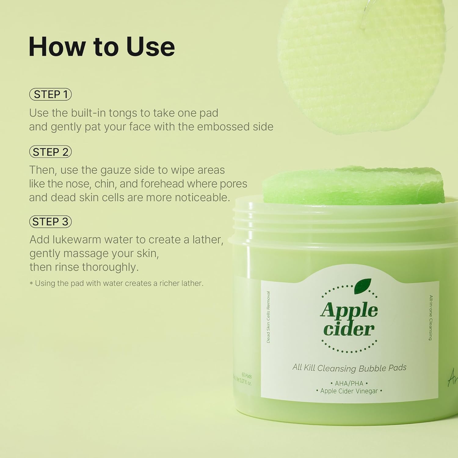 [Ariul] Apple Cider All Kill Cleansing Bubble Pads 5.07 fl oz (60Pads)