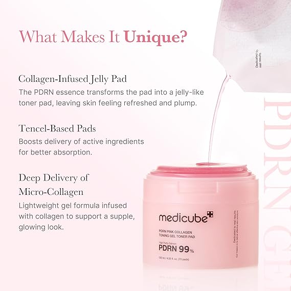 [Medicube] PDRN Pink Collagen Toning Gel Toner Pad 4.05 fl oz (120ml) (70Pads)