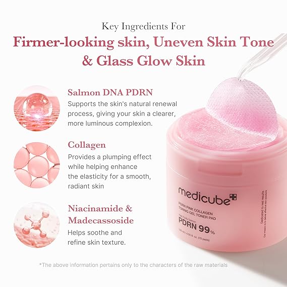 [Medicube] PDRN Pink Collagen Toning Gel Toner Pad 4.05 fl oz (120ml) (70Pads)