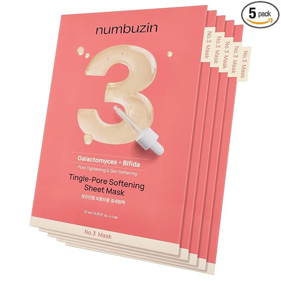 [Numbuzin] No.3 Tingle-Pore Softening Sheet Mask 0.91 fl oz (27ml) (5ea)